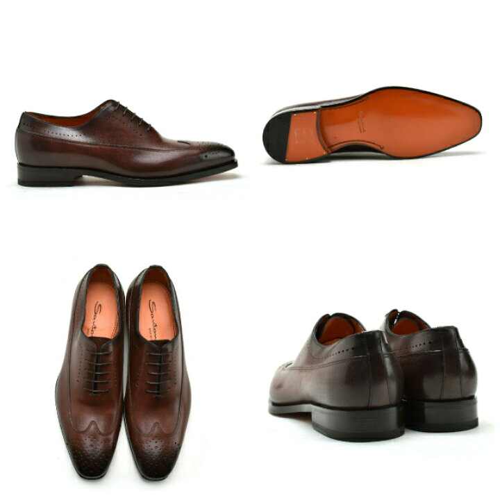 楽天市場】サントーニ Santoni ウィングチップ ブラウン 16477 メンズ 