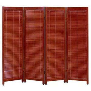 パーテーション 4連 ブラウン ルーバー スクリーン 仕切り 目隠し アジャスター付き 和風 洋風 和室 洋室 シンプル 幅45cm 萩原 MS-8124BR メーカー直送