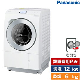 洗濯機 洗濯12.0kg 乾燥6.0kg ななめ型ドラム式洗濯乾燥機 右開き PANASONIC NA-LX129AR マットホワイト 設置費込 新生活