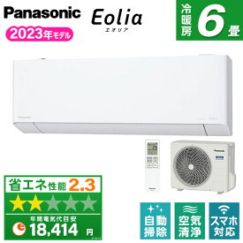 エアコン 6畳 2023年モデル CS-223DEX-W パナソニック Eolia エオリア EXシリーズ 省エネ 暖房 足元暖房 しっとり冷房 冷房 除湿 フィルター自動掃除 エオリアAI 無線LAN内蔵 奥行コンパクト ナノイーX PANASONIC【楽天リフォーム認定商品】