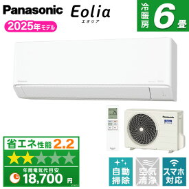 エアコン 6畳 パナソニック PANASONIC エオリア CS-225DN-W クリスタルホワイト Nシリーズ [エアコン (主に6畳用)]