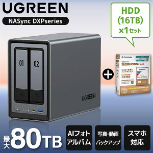 UGREEN DXP2800 NASync NAS 2�x�C + ���� N300A16-HDWG51GUZSVA 3.5�C���`����HDD 16TB 7200rpm SATA 6Gb/s �Z�b�g