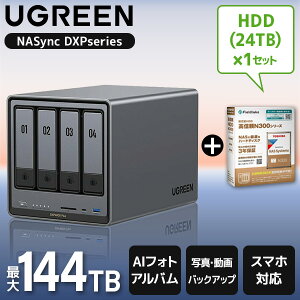 UGREEN DXP4800Plus NASync NAS 4�x�C + ���� N300A24-HDWG82EUZSVA N300�V���[�Y 3.5�C���`����HDD 24TB �Z�b�g