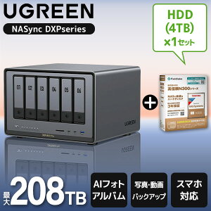 UGREEN DXP6800Pro NASync NAS 6�x�C + ���� N300A04-HDWG740UZSVC 3.5�C���`����HDD 4TB 7200rpm SATA 6Gb/s �Z�b�g