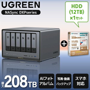 UGREEN DXP6800Pro NASync NAS 6�x�C + ���� N300A12-HDWG51CUZSVA 3.5�C���`����HDD 12TB 7200rpm SATA 6Gb/s �Z�b�g