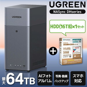 UGREEN DH2300 NASync NAS 2�x�C + ���� N300A16-HDWG51GUZSVA 3.5�C���`����HDD 16TB 7200rpm SATA 6Gb/s �Z�b�g