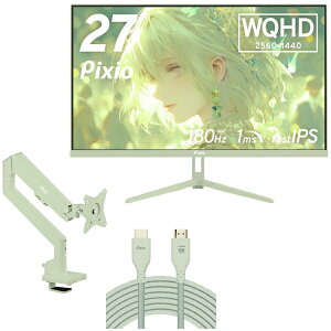 Pixio PX278WAVEMT-PW ~gO[ 27^ Q[~OtfBXvC + 3֐߃j^[A[ (1) + HDMI2.1P[u 2m Zbg