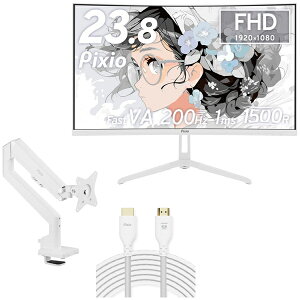 Pixio PXC248WAVEW-O zCg 23.8^ Q[~Oj^[ p + 3֐߃j^[A[ (1) + HDMI2.1P[u 2m Zbg