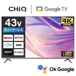 `[i[Xer 43^ `bN CHiQ JU43M10S X}[ger ter 43C` 43 V^ er 掿 HDR Google TV Google PlayΉ GoogleAVX^gΉ Ǌ|Ή Dolby Audio YouTube Netflix AmazonPrim