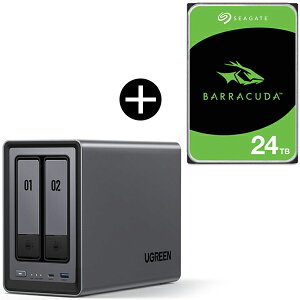 UGREEN DXP2800 NASync NAS 2�x�C + Seagate ST24000DM001 �����X�g���[�WHDD3.5�C���` �Z�b�g