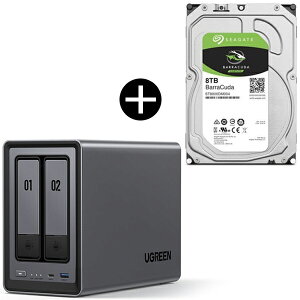 UGREEN DXP2800 NASync NAS 2�x�C + Seagate ST8000DM004 BarraCuda 3.5�C���`�����n�[�h�f�B�X�N (8TB) �Z�b�g
