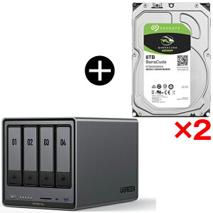 UGREEN DXP4800Plus NASync NAS 4�x�C + Seagate ST8000DM004 BarraCuda 3.5�C���`�����n�[�h�f�B�X�N (8TB) ×2 ���o���N�i �Z�b�g