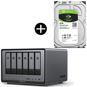 UGREEN DXP6800Pro NASync NAS 6�x�C + Seagate ST8000DM004 BarraCuda 3.5�C���`�����n�[�h�f�B�X�N (8TB) ���o���N�i �Z�b�g