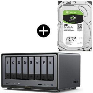 UGREEN DXP8800Plus NAS 8�x�C + Seagate ST8000DM004 BarraCuda 3.5�C���`�����n�[�h�f�B�X�N (8TB) �Z�b�g