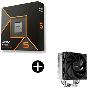 AMD Ryzen 5 9600X W/O Cooler WOF (6C/12T�A3.9GHz�A65W) CPU + DEEPCOOL R-AK400-BKNNMN-G-1 �T�C�h�t���[�^CPU�N�[���[ �Z�b�g
