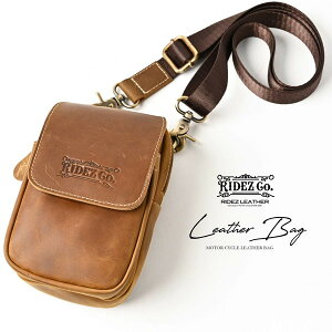 LEATHER MINI BAG L.BROWN RBP03 RIDEZ [�V�����_�[�o�b�O] XP1025
