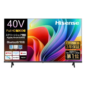 �e���r 40�C���` �n�C�Z���X �t���e���r 40V�^ 40A4S Hisense FHD�t�� �l�b�g���� VIDAA YouTube ���[�`���[�u VOD�z�M �T�u�X�N �������� Bluetooth ���ԑg�^�� �O�t��HDD �Q�[�����[�h ALLM�ݒ� 1�l��炵 �V