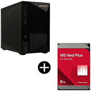 ASUSTOR AS3302T v2 DRIVESTOR Pro Gen2 NAS(2�x�C) + WESTERN DIGITAL WD80EFPX WD Red Plus Internal NAS���� ����HDD (3.5�C���` 8TB 256MB) �Z�b�g