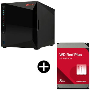 ASUSTOR AS5404T NIMBUSTOR 4 Gen2 NAS + WESTERN DIGITAL WD80EFPX WD Red Plus Internal NAS���� ����HDD (3.5�C���` 8TB 256MB) �Z�b�g