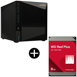 ASUSTOR AS3304T v2 DRIVESTOR Pro Gen2 NAS(4�x�C) + WESTERN DIGITAL WD80EFPX WD Red Plus Internal NAS���� ����HDD (3.5�C���` 8TB 256MB) �Z�b�g