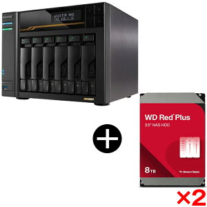ASUSTOR AS6806T LOCKERSTOR 6 Gen3 NAS (6�x�C/������16GB) + WESTERN DIGITAL WD80EFPX WD Red Plus Internal NAS���� ����HDD (3.5�C���` 8TB 256MB) ×2 �Z�b�g