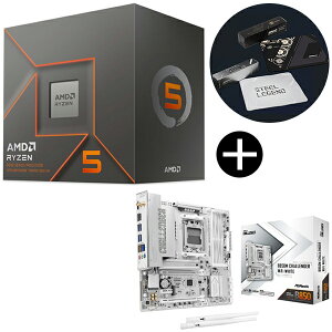 AMD Ryzen 5 8500G BOX With Wraith Stealth Cooler CPU + ASRock B850M Challenger WiFi White �z���C�g microATX�}�U�[�{�[�h + ASRock�I���W�i���}�E�X�p�b�h �Z�b�g