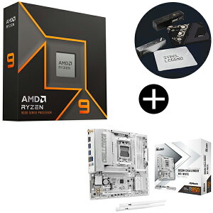 AMD Ryzen 9 9900X W/O Cooler WOF (12C/24T�A4.4GHz�A120W) CPU + ASRock B850M Challenger WiFi White �z���C�g microATX�}�U�[�{�[�h + ASRock�I���W�i���}�E�X�p�b�h �Z�b�g