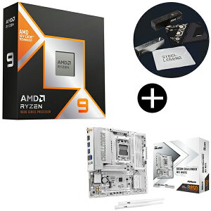 AMD Ryzen 9 9950X3D CPU + ASRock B850M Challenger WiFi White �z���C�g microATX�}�U�[�{�[�h + ASRock�I���W�i���}�E�X�p�b�h �Z�b�g