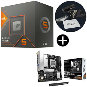 AMD Ryzen 5 8600G BOX With Wraith Stealth Cooler CPU + ASRock B850M Rock WiFi �u���b�N �}�U�[�{�[�h + ASRock�I���W�i���}�E�X�p�b�h �Z�b�g