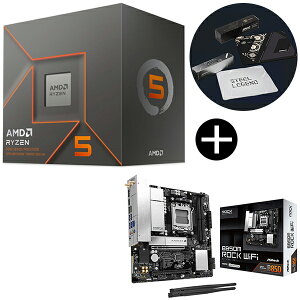 AMD Ryzen 5 8500G BOX With Wraith Stealth Cooler CPU + ASRock B850M Rock WiFi �u���b�N �}�U�[�{�[�h + ASRock�I���W�i���}�E�X�p�b�h �Z�b�g