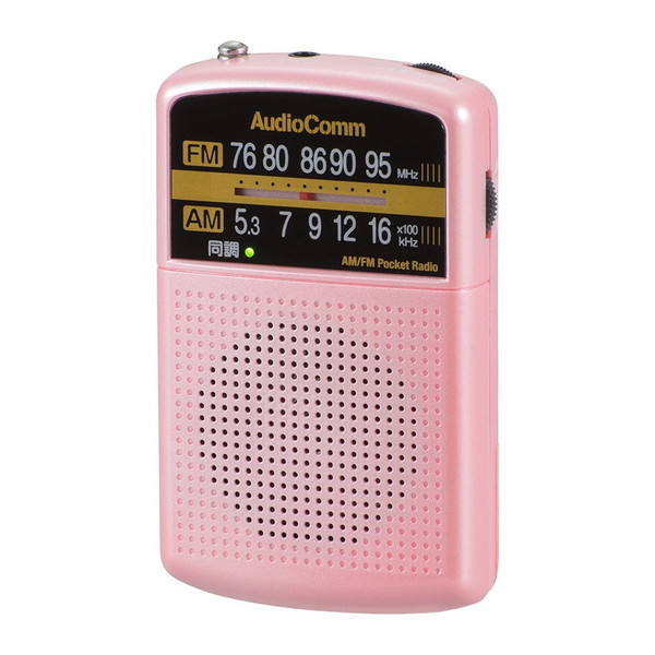 電池長持ち高感度 オーム電機 RAD-P135N-P ピンク AM 数量限定アウトレット最安価格 AudioComm FMポケットラジオ 最安値挑戦