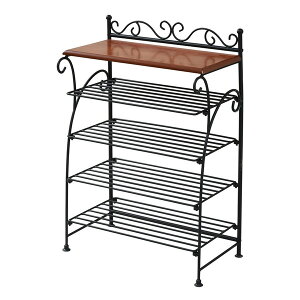 ヨーロッパ風 ロートアイアン 家具 靴箱 兼 飾り棚 幅61.5 シューズボックス 下駄箱 シューズラック 靴 収納 アイアン 脚 アンティーク風 IRI-0055-BK JKプラン メーカー直送