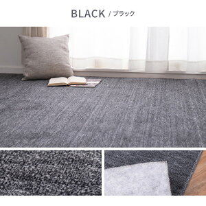 カーペット ラグ 日本製 ペット 平織 江戸間 10帖 10畳 約352×440cm ホットカーペット対応 おしゃれ 北欧 ラウム ブラック メーカー直送 新生活