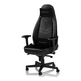 ゲーミングチェア オフィスチェア ICON Real Leather 本革 ブラック 黒 リクライニング/ロッキング noblechairs NBL-ICN-RL-BLA-SGL リアルレザー ハイエンドモデル 長時間作業 テレワーク eスポーツ