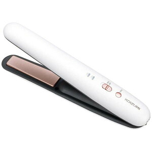 ヘアアイロン ストレート コードレス コイズミ KHS8640W ストレートアイロン 充電式 Type-C 海外OK 手のひらサイズ 小型 温度調整 2段階 160℃ 200℃ プレート 18mm ACアダプター付属 旅行 出張 ホワイ