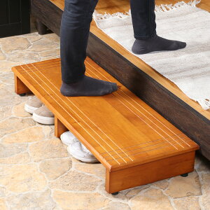 玄関台 踏み台 幅90cm シンプル ブラウン 天然木 完成品