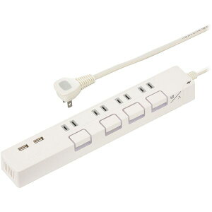 �I�[���d�@ HS-TPKU42W-22 [�ߓd�^�b�v���鉟���{�^���X�C�b�`���K�[�h4�� USB�|�[�g�t�� 2m�z���C�g]