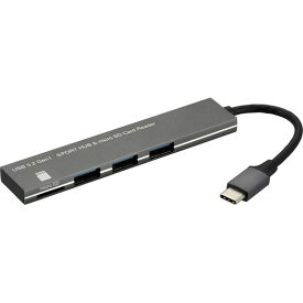 オーム電機 PC-SH3PC08-H [USBハブ 3ポート microSDカードリーダー付き USBType-Cコネクタ]