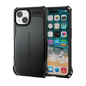 PM-A23AZEROBK ELECOM �u���b�N [iPhone15 �P�[�X �n�C�u���b�h �Ռ��z�� �J���������Y�ی�݌v �t�B�����t ZEROSHOCK]