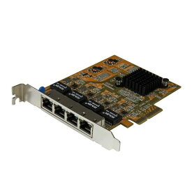ST1000SPEX43 StarTech イエロー [ギガビットイーサネット4ポート増設PCI Express対応ネットワークLANアダプタカード (4x Gigabit Ethernet拡張用PCIe NIC/LANボード)]