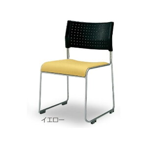 スタッキングチェア 背:樹脂 座:レザー イエロー ASL-110PV-YL 1脚 アイリスチトセ メーカー直送