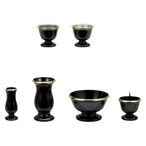 【エントリーでP10倍!24日20:00-27日9:59】 ALTE MEISTER ミルフィ 6点セット 中 ブラック 仏具 セット 小物 香炉 お線香 花立 お供え 火立