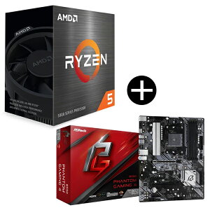 yKiz AMD Ryzen 5 5500 Wraith Spire Cooler CPU + ASRock B550 Phantom Gaming 4 ATX}U[{[h Zbg