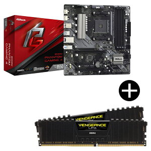 ASRock B550M Phantom Gaming 4 MicroATX}U[{[h + Corsair CMK32GX4M2E3200C16 Black VENGEANCE LPXV[Y fXNgbvp 32GB(16GBx2) Zbg