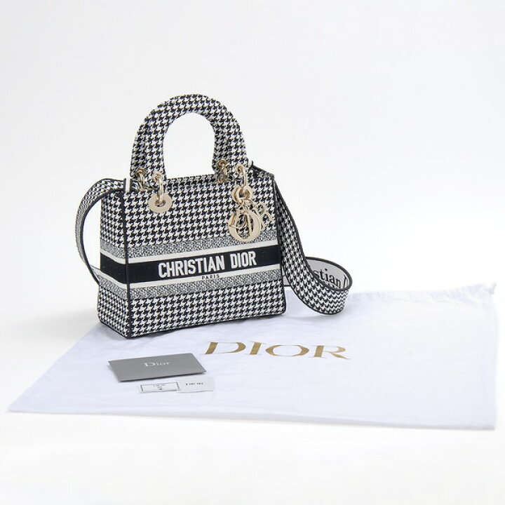 楽天市場】Dior ディオール トートバッグ 千鳥柄 ミディアム ブラック 
