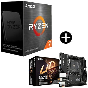 yKiz AMD Ryzen 7 5700X W/O Cooler CPU + GIGABYTE A520I AC }U[{[h Zbg