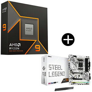 AMD Ryzen 9 9950X W/O Cooler WOF (16C/32T 4.3GHz 170W) CPU + ASRock B650 Steel Legend WiFi }U[{[h Zbg