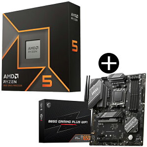 AMD Ryzen 5 9600X W/O Cooler WOF (6C/12T 3.9GHz 65W) CPU + MSI B650 GAMING PLUS WIFI }U[{[h Zbg