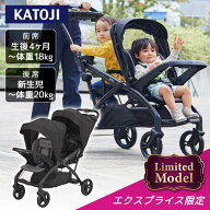 ＼販売店限定モデル／ ベビーカー 2人乗り 二人でゴーDX シングルタイヤ ブラック 41467 KATOJI [二人乗…