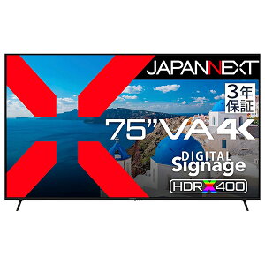 JN-V750U-U-H3 JAPANNEXT tfBXvC 75^ / 3840×2160 / HDMI×3 USB×1 / ubN / Xs[J[L / 3Nۏ